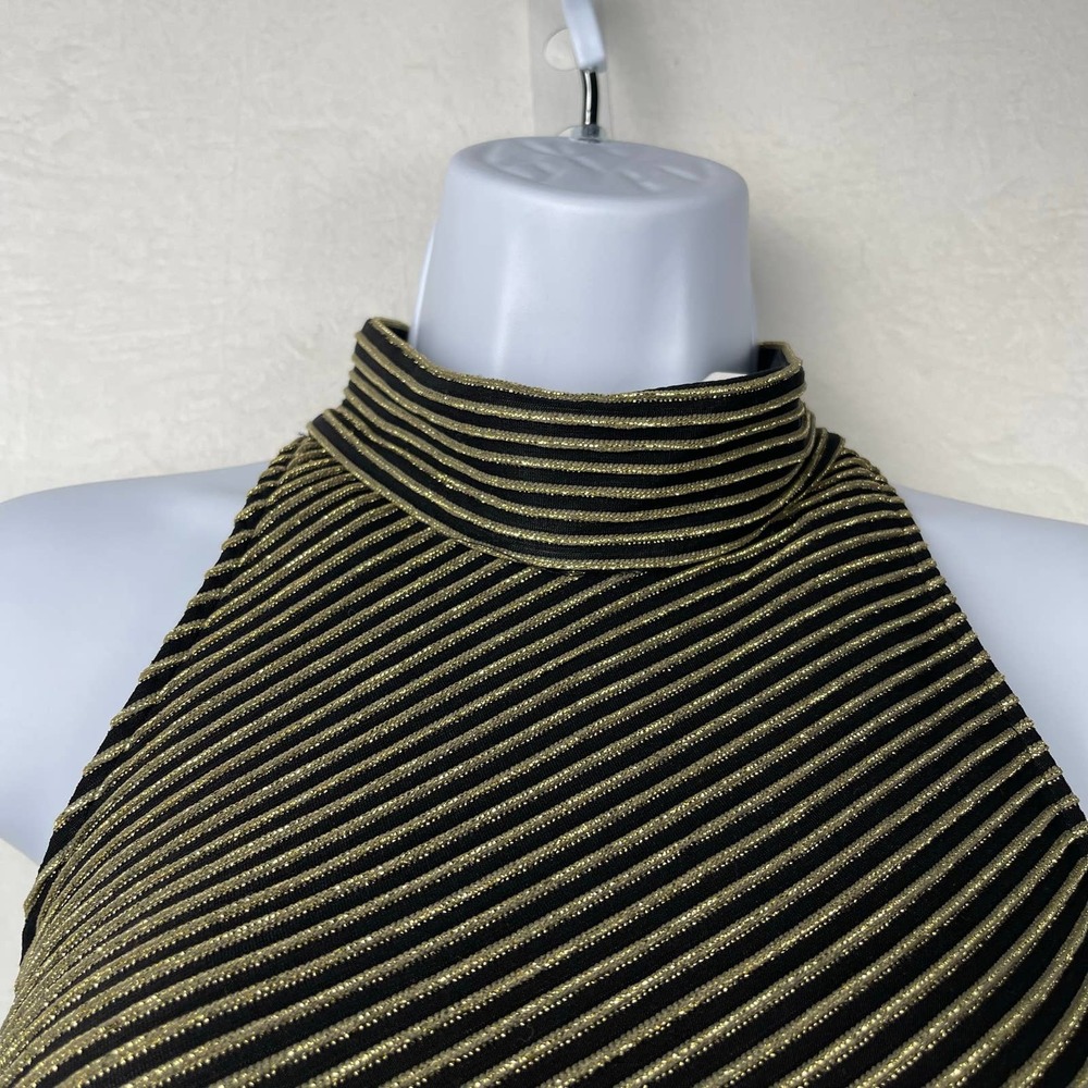 Susan Roselli Vintage 80's Glam Cocktail Fitted Maxi Gown Dress Gold Black Sz 12 - Picture 3 of 16